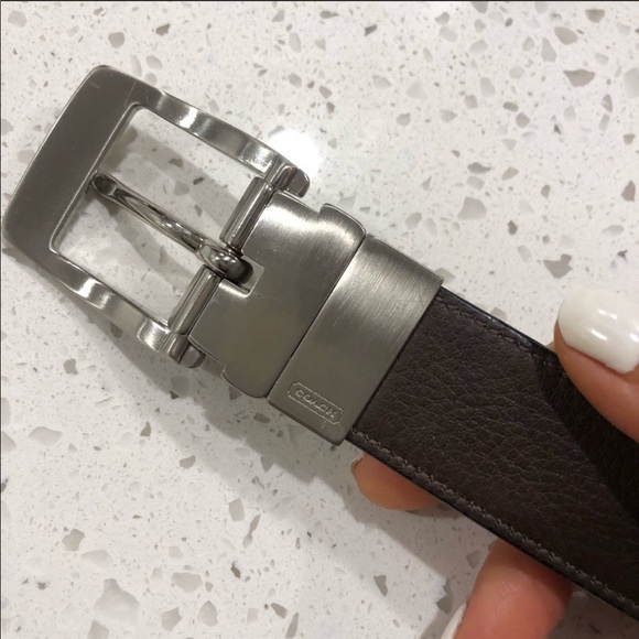 Unisex Black brown reversible leather coach belt - Picture 5 of 7